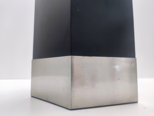 Vintage Hexagonal Umbrella Stand in Black Glazed Metal and Satined Steel by Velca, 1960s-JPQ-1817653