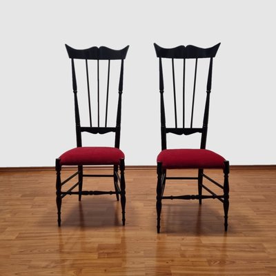 Vintage High Back Chiavari Chairs, Italy, 1950s, Set of 2-PUG-1001407