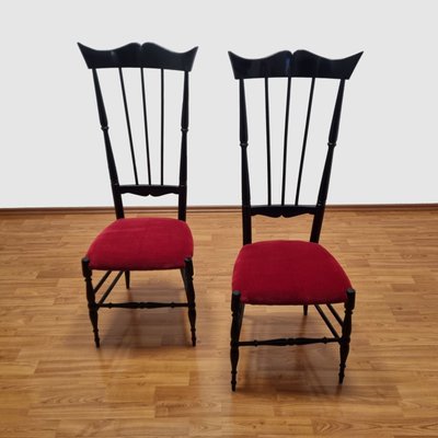 Vintage High Back Chiavari Chairs, Italy, 1950s, Set of 2-PUG-1001407