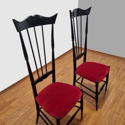 Vintage High Back Chiavari Chairs, Italy, 1950s, Set of 2-PUG-1001407