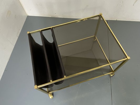 Vintage Hollywood Regency Brass and Glass Coffee Table from Maison Jansen, 1970s-DE-1738681