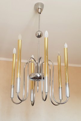 Vintage Hollywood Regency Brass Chandelier, 1950s-AWH-684967