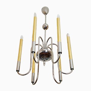 Vintage Hollywood Regency Brass Chandelier, 1950s-AWH-684967