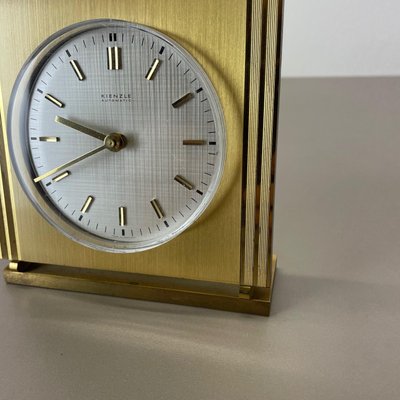 Vintage Hollywood Regency Brass Glass Table Clock by Kienzle, Germany, 1960s-QZ-1441767