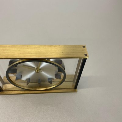 Vintage Hollywood Regency Brass Glass Table Clock by Kienzle, Germany, 1970s-QZ-1441766