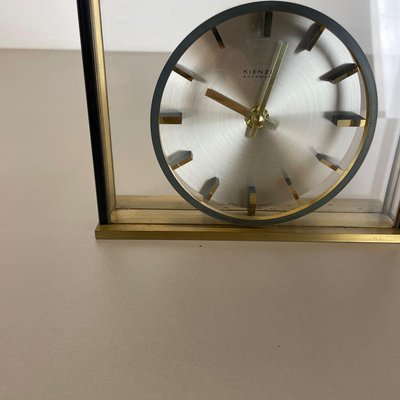 Vintage Hollywood Regency Brass Glass Table Clock by Kienzle, Germany, 1970s-QZ-1441766