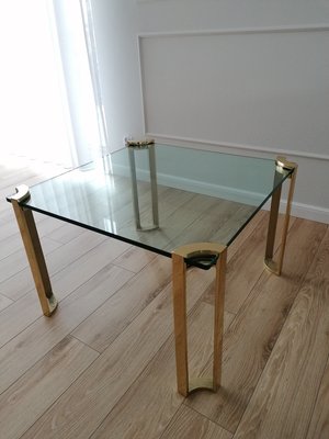 Vintage Hollywood Regency Coffee Table in Brass and Glass by Peter Ghyczy, 1970s-RFT-1417232