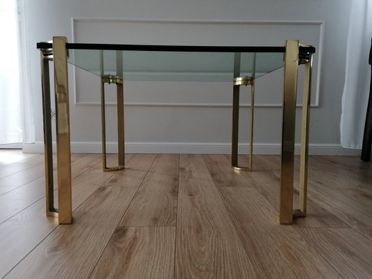 Vintage Hollywood Regency Coffee Table in Brass and Glass by Peter Ghyczy, 1970s-RFT-1417232