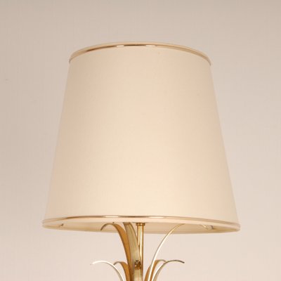 Vintage Hollywood Regency Crystal Base Palm Leaf Table Lamp-GOE-1152881