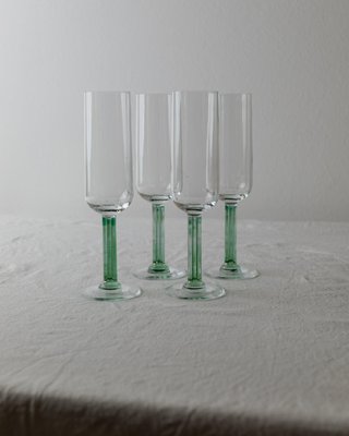 Vintage Hollywood Regency Drinking Glasses with Green Stem, Italy, 1980s, Set of 4-HVJ-2026491