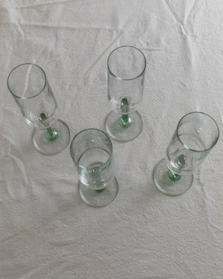 Vintage Hollywood Regency Drinking Glasses with Green Stem, Italy, 1980s, Set of 4-HVJ-2026491