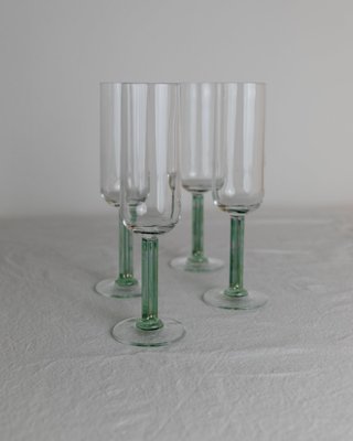 Vintage Hollywood Regency Drinking Glasses with Green Stem, Italy, 1980s, Set of 4-HVJ-2026491