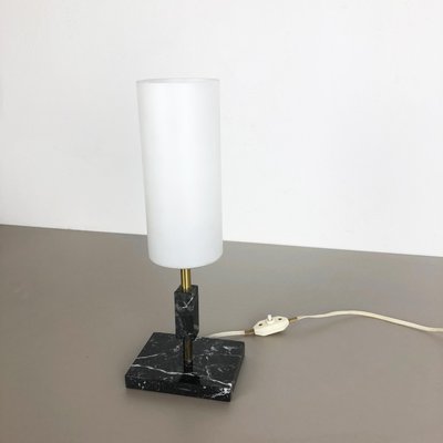 Vintage Hollywood Regency Marble Table Light with Opal Shade, Italy, 1950s-QZ-1114588