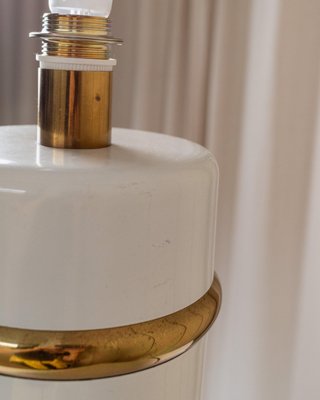 Vintage Hollywood Regency Table Lamp with White with Golden Accents, Italy, 1980s-HVJ-2026485