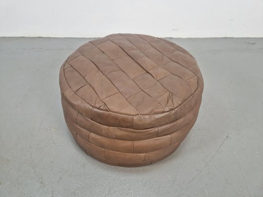 Vintage Ibiza Pouf in Brown Leather, 1970s-AXJ-1789009