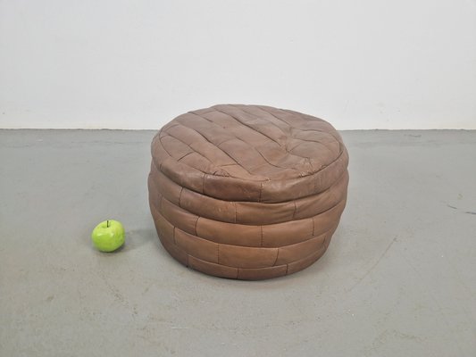 Vintage Ibiza Pouf in Brown Leather, 1970s-AXJ-1789009