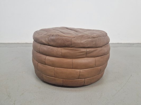 Vintage Ibiza Pouf in Brown Leather, 1970s-AXJ-1789009