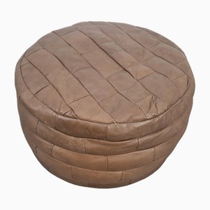 Vintage Ibiza Pouf in Brown Leather, 1970s-AXJ-1789009