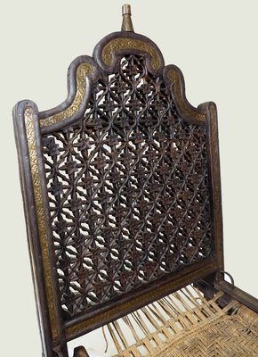 Vintage Indian Traditional Rajistan Tribal Hand-Carved Teak Pida Low Chair, 1920s-UZN-1395181