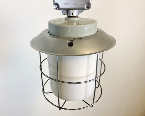 Vintage Industrial Aluminium Lamp with Milk Glass, 1970s-CGF-796460