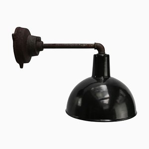 Vintage Industrial Black Enamel & Cast Iron Wall Lamp-BLS-925580