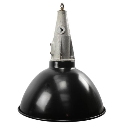 Vintage Industrial Black Enamel Cast Pendant Light-BLS-1764805