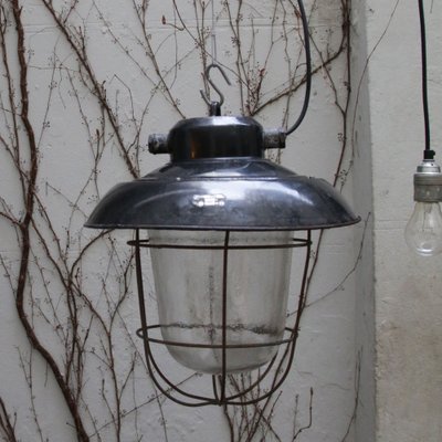 Vintage Industrial Black Enamel Clear Frosted Glass Pendant Lights-BLS-1371779