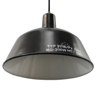 Vintage Industrial Black Enamel Pendant Light-BLS-1020377