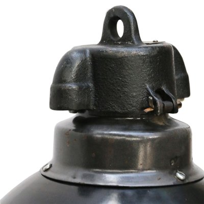 Vintage Industrial Black Enamel Pendant Lights, 1930s-BLS-1077506