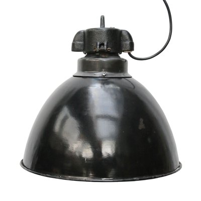 Vintage Industrial Black Enamel Pendant Lights, 1930s-BLS-1077506