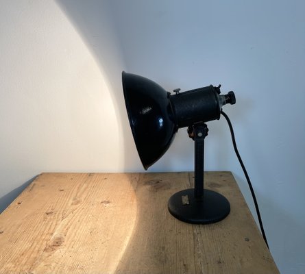 Vintage Industrial Black Enamel Table Lamp, 1950s-CGF-986348