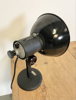 Vintage Industrial Black Enamel Table Lamp, 1950s-CGF-986348