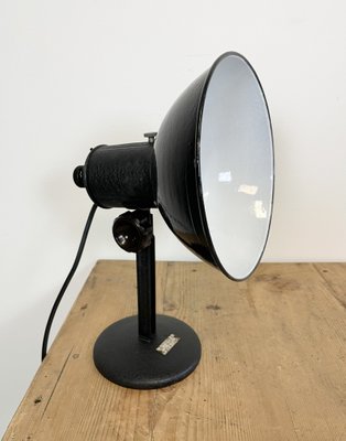 Vintage Industrial Black Enamel Table Lamp, 1950s-CGF-986348