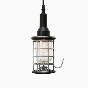 Vintage Industrial Black Rubber and Clear Glass Pendant Lamp from Stahl-BLS-730376