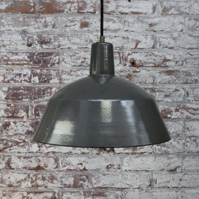 Vintage Industrial Brown Enamel Pendant Light-BLS-1150871