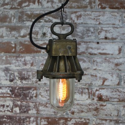 Vintage Industrial Cast Iron Clear Glass Pendant Lamp-BLS-1790029