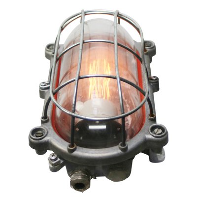 Vintage Industrial Cast Metal and Clear Glass Wall Lamp from Schuch-BLS-2035704