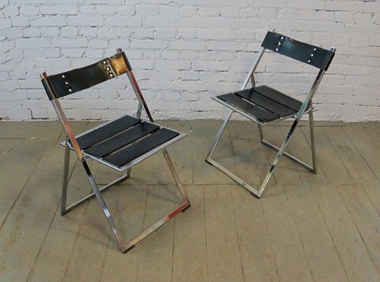 Vintage Industrial Chairs with Leather Belts, Set of 2-QFD-833627