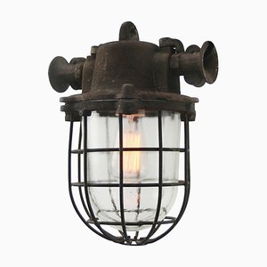 Vintage Industrial Clear Glass & Iron Pendant Lamp-BLS-1750485