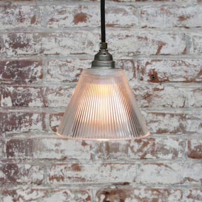 Vintage Industrial Clear Glass Pendant Light from Holophane-BLS-1297567