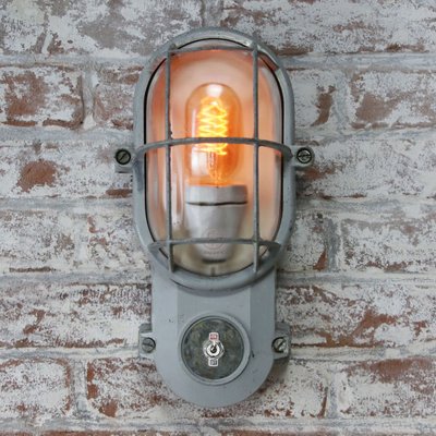 Vintage Industrial Clear Glass Sconce from Industria Rotterdam-BLS-564571