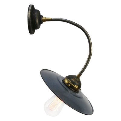 Vintage Industrial Dark Blue Enamel Wall Lamp with Flexible Arm-BLS-925611