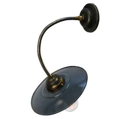 Vintage Industrial Dark Blue Enamel Wall Lamp with Flexible Arm-BLS-925611