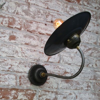 Vintage Industrial Dark Blue Enamel Wall Lamp with Flexible Arm-BLS-925611