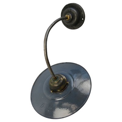 Vintage Industrial Dark Blue Enamel Wall Lamp with Flexible Arm-BLS-925611