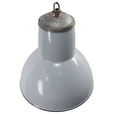 Vintage Industrial Dutch Gray Enamel Pendant Light from Philips-BLS-1072631