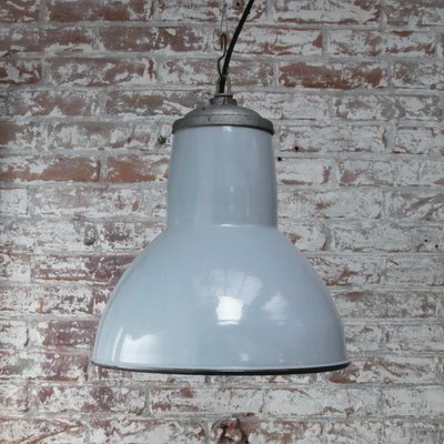 Vintage Industrial Dutch Gray Enamel Pendant Light from Philips-BLS-1072631