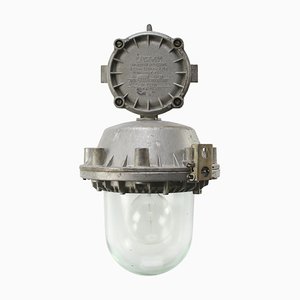 Vintage Industrial Gray Cast Aluminium and Clear Glass Ceiling Light-BLS-1811545