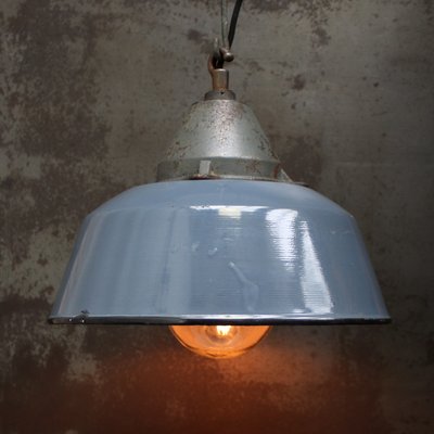 Vintage Industrial Grey Enamel and Cast Iron Pendant Lamp-BLS-2042122