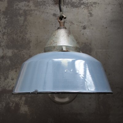 Vintage Industrial Grey Enamel and Cast Iron Pendant Lamp-BLS-2042122